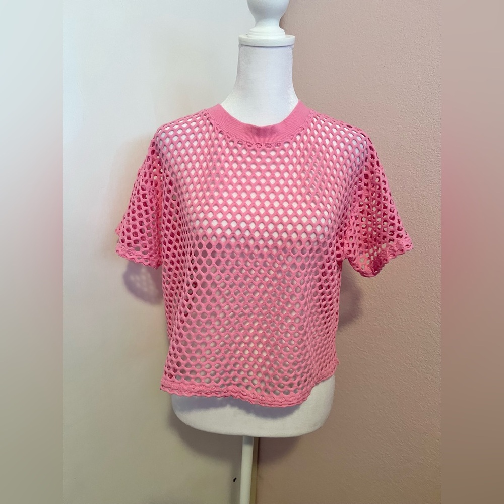 Pink Fishnet Mesh Top - Picture 2 of 8